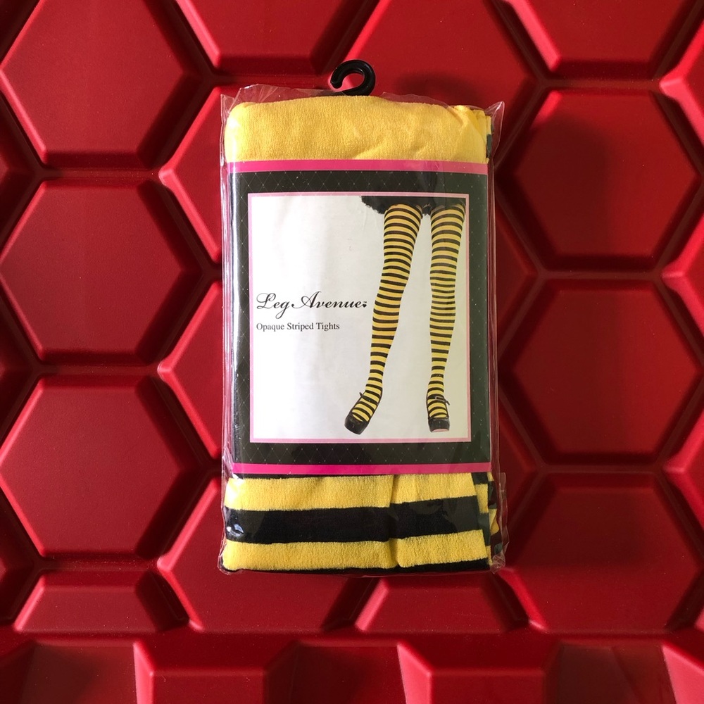 Yellow and Black Leg Avenue Opaque Striped Tights